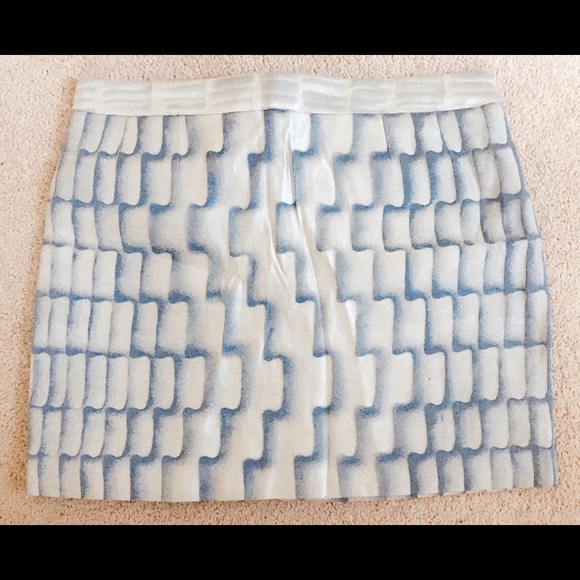 BALENCIAGA Silk Mini Skirt Lt Blue Tile Print